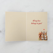 名前をカスタムするラブかわいいリス動物のハート シーズンカード (内部)