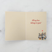 名前をカスタムするラブキュートウルフアニマルハート シーズンカード (内部)