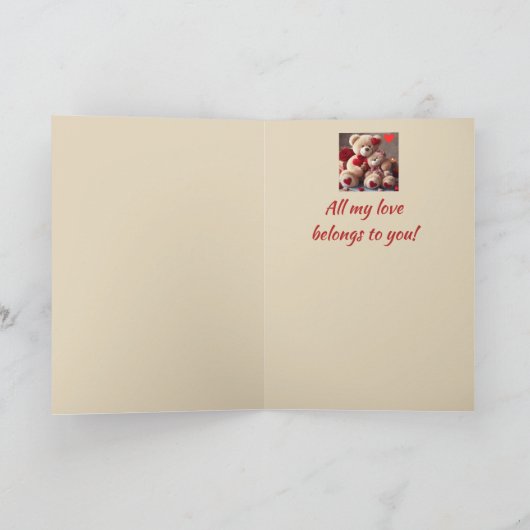 名前をカスタムするラブキュートディベアハート シーズンカード (内部)