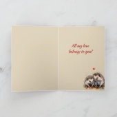 名前をカスタムするラブキュートハリネズミ動物ハート シーズンカード (内部)