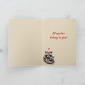 名前をカスタムするラブキュートラクーンアニマルハート シーズンカード (内部)