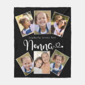 名前をカスタムするラブノンナカワイトおもしろい写真コラージュ フリースブランケット (正面)