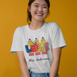 名前をカスタムするラブペンシルプレスクール先生 Tシャツ