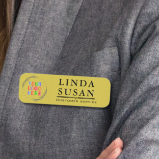 名前をカスタムするラベルとロゴおよび文字金ゴールド 名札