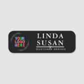 名前をカスタムするラベルとロゴと文字ブラック 名札 (正面)