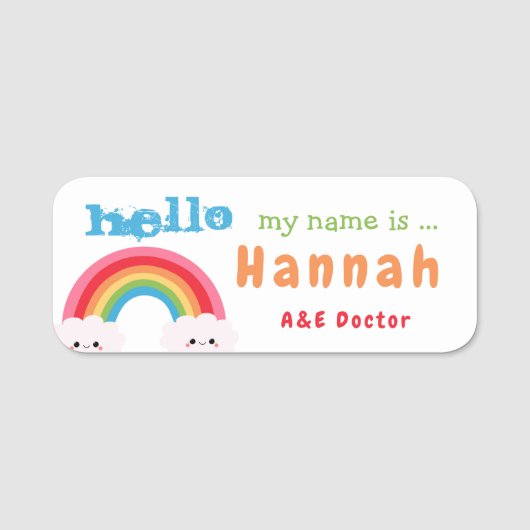 名前をカスタムするラベルレインボウ 名札 (正面)