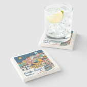 名前をカスタムするリスボンポルトガル ストーンコースター (横)