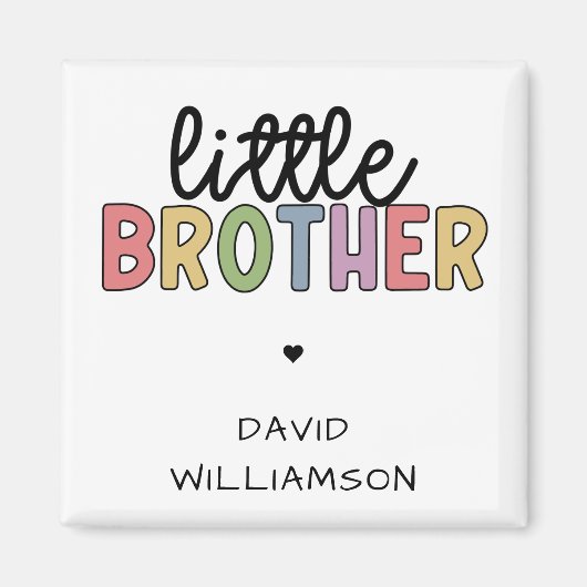 名前をカスタムするリトルブラザーカワイイパーソナライズされた マグネット (正面)
