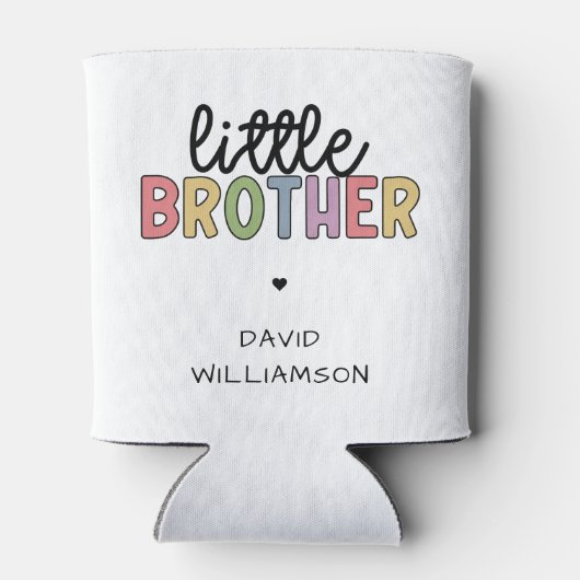 名前をカスタムするリトルブラザーカワイイパーソナライズされた 缶クーラー (裏面)