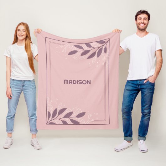 名前をカスタムするリーフフレーム フリースブランケット (インサイチュ)
