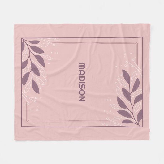 名前をカスタムするリーフフレーム フリースブランケット (正面(横))