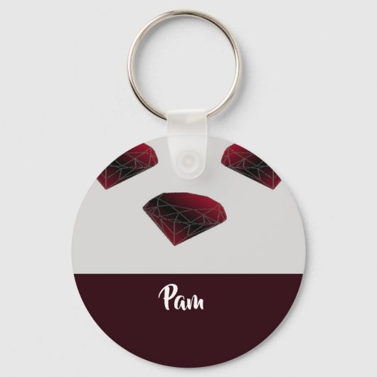 名前をカスタムするルビー赤い宝石 キーホルダー (正面)