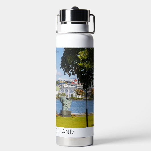 名前をカスタムするレイキャビクアイスランド ウォーターボトル (背面)