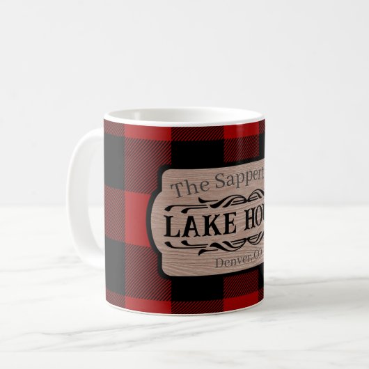 名前をカスタムするレイクハウスプラ素朴イド コーヒーマグカップ (正面左)