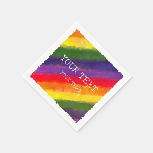 名前をカスタムするレインボーウォーターカラー スタンダードカクテルナプキン (角)