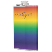 名前をカスタムするレインボーカラーストライプ フラスク (左)