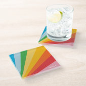 名前をカスタムするレインボーカラー ガラスコースター (アングル)