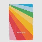 名前をカスタムするレインボーカラー ゴルフタオル (正面)