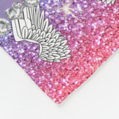 名前をカスタムするレインボーグリッターエンジェルウィング フリースブランケット (角)