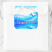 名前をカスタムするレインボーサマー魔法ブルードルフィンズ スクエアシール (バッグ)