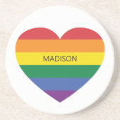 名前をカスタムするレインボーハート コースター (正面)