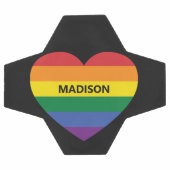 名前をカスタムするレインボーハート サッカーボール (フラット)