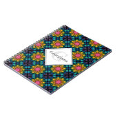 名前をカスタムするレインボーフローラファウンテンダイヤモンドタイル ノートブック (左側)