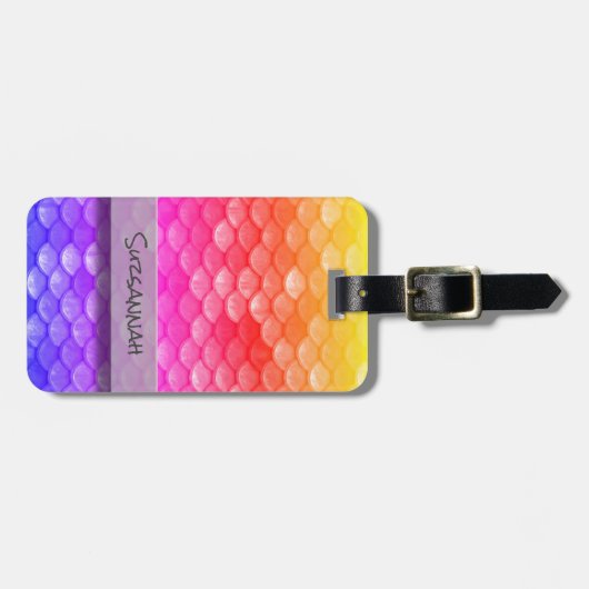 名前をカスタムするレインボーマーメはかりで測イド ラゲッジタグ (正面横)
