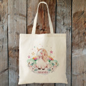 名前をカスタムするレインボーユニコーン トートバッグ