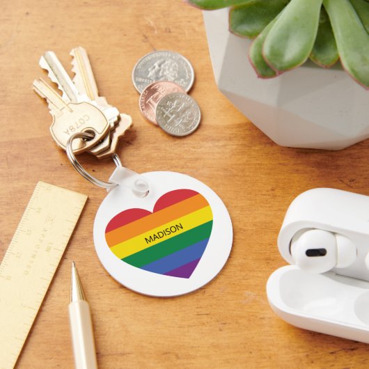 名前をカスタムするレインボーラブ キーホルダー (デスク)