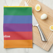 名前をカスタムするレインボー国旗 キッチンタオル (四つ折り)