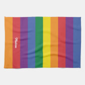 名前をカスタムするレインボー国旗 キッチンタオル (横)