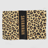 名前をカスタムするレオパードアニマルプリントパタクラシックーン ゴルフタオル (横)