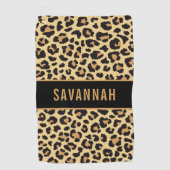 名前をカスタムするレオパードアニマルプリントパタクラシックーン ゴルフタオル (正面)