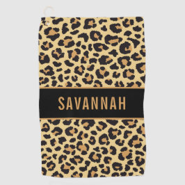 名前をカスタムするレオパードアニマルプリントパタクラシックーン ゴルフタオル