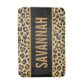 名前をカスタムするレオパードアニマルプリントパタクラシックーン バスマット (正面縦)