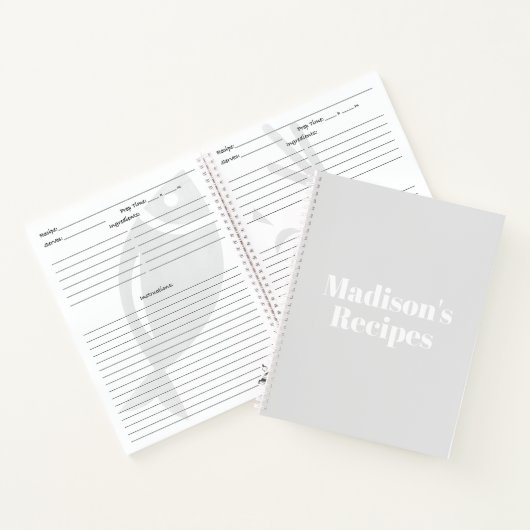 名前をカスタムするレシピブックマザーズデイ誕生日ギフト ノートブック (内部)