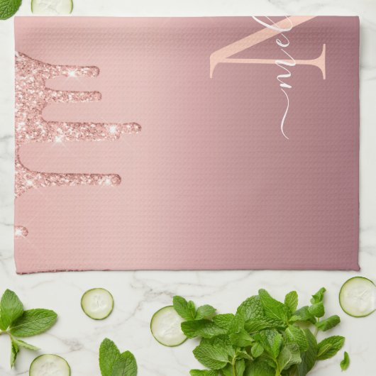 名前をカスタムするレターバラ金ゴールドグリッターキッチンタオル キッチンタオル (折り畳み)