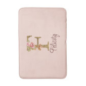 名前をカスタムするレターFゴールドフォイル赤面ピンクローズ バスマット (正面縦)