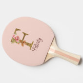 名前をカスタムするレターFゴールドフォイル赤面ピンクローズ 卓球ラケット (横)