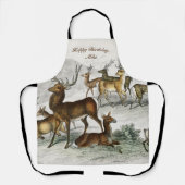 名前をカスタムするレッドディアハート、ヒンド、ローバックマスク鹿 エプロン (正面)