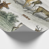 名前をカスタムするレッドディアハート、ヒンド、ローバックムスクディアー ラッピングペーパー (角)