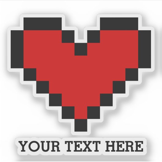 名前をカスタムするレッドピクセルハートノートPCデカールシール シール (正面)