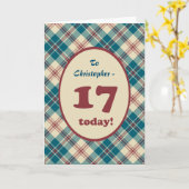 名前をカスタムするレッドブループレイド17誕生日 カード (黄色い花)