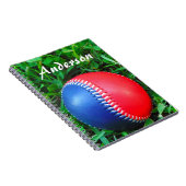 名前をカスタムするレッドホワイト&ブルーベースボール ノートブック (右側)