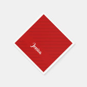 名前をカスタムするレッド対角線プラスチックテクスチャ スタンダードカクテルナプキン (角)