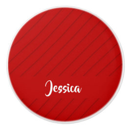名前をカスタムするレッド対角線プラスチックテクスチャ セラミックノブ