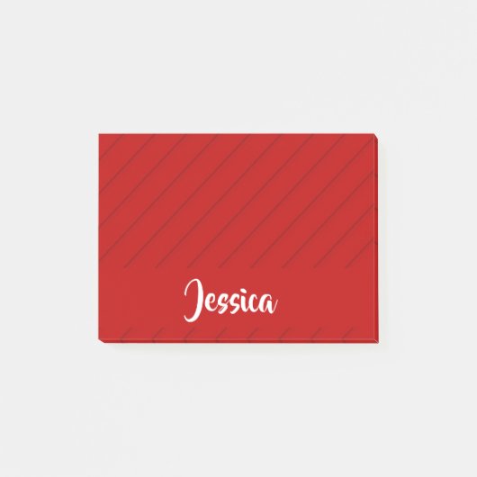 名前をカスタムするレッド対角線プラスチックテクスチャ ポストイット (正面)
