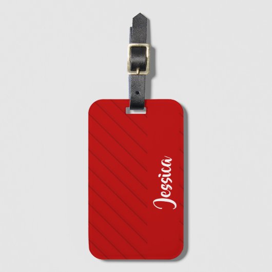 名前をカスタムするレッド対角線プラスチックテクスチャ ラゲッジタグ (正面縦)