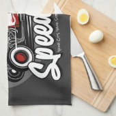 名前をカスタムするレッド改造ロードスタースピードショップガレージ キッチンタオル (四つ折り)